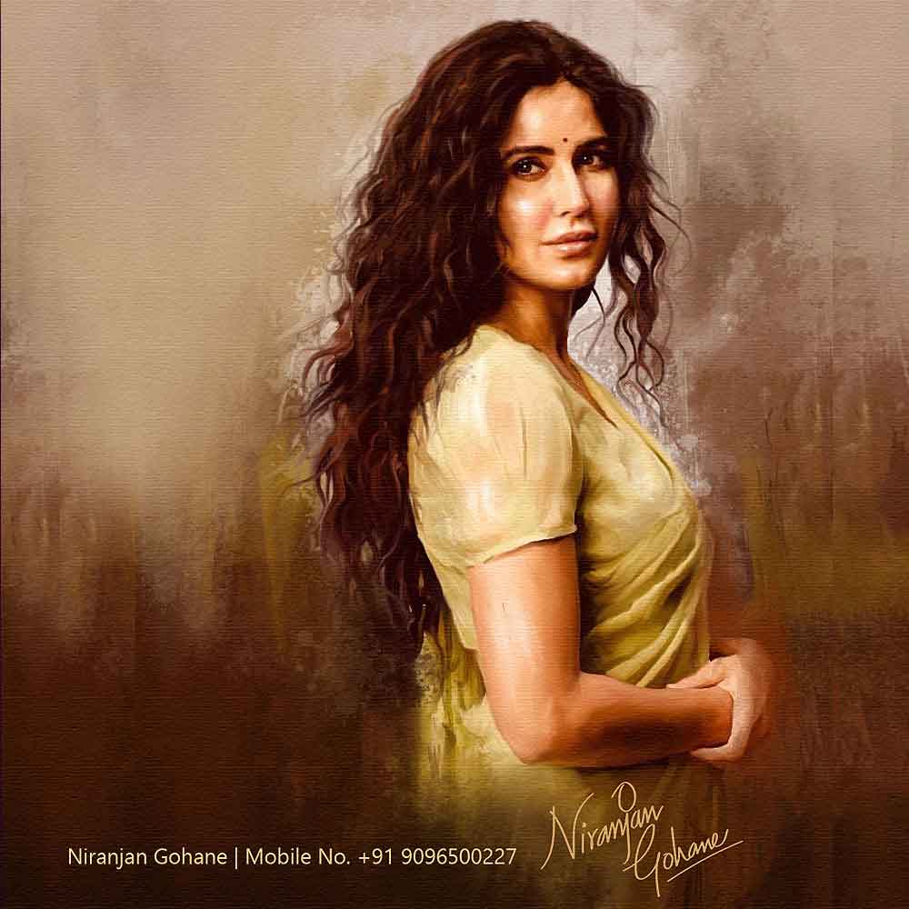 Katrina Kaif Images Painting Indian Actors Niranjan Gohane Art Studio 